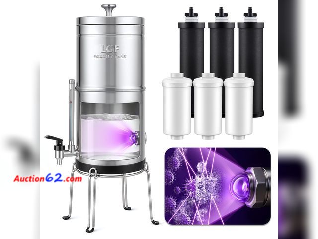 Lot 44-444o - $179.99 Retail price - LCF 𝐒𝐢𝐥𝐯𝐞𝐫 𝐈𝐨𝐧𝐬 Enhanced UV-C Gravity Water Filter, Advanced Alternative to Berkey Water Filter System, NSF...