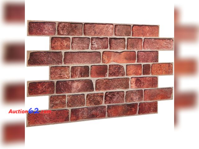 Lot 44-2749w - 3D Faux Brick Wall Panels 37.8’’ x 18.9’’ - 10 Sheets, Covers 4.6 sqm / 49.6 sq ft - Decorative Artificial PVC Wall Panels for Cladding - Ki...