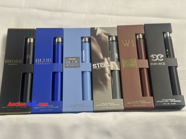 Lot 44-6024g - 6 men’s travel size inspirations fragrance 1.18 fl.oz See All Photo's Not Tested Never opened, Factory Sealed