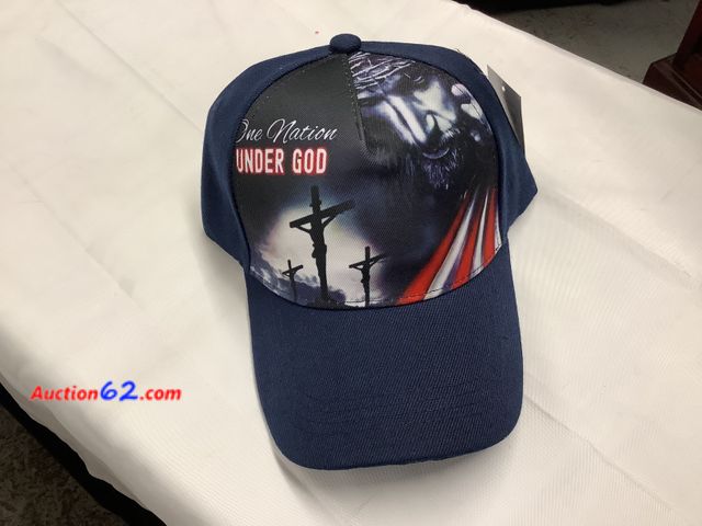 Lot 44-6019o - One nation under God hat. Velcro strap. New. Made in china on tag. See All Photo's Not Tested Never opened, Factory Sealed