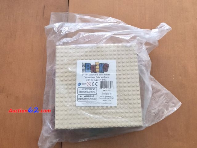 Lot 44-3021q - Strictly Briks 6x6 inch Stackable Base Plates in Camouflage Colors (4-Pack) with 40 Support Briks - New in Sealed Package - See Pictures Nev...
