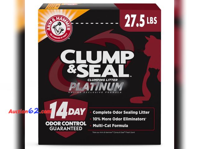 Lot 44-245p - ARM &amp; HAMMER Clump &amp; Seal Platinum Cat Litter, Multi-Cat, 14-Day Odor Control, Rock-Hard Clumps, 27.5 lbs – Powerful Odor Eliminator...