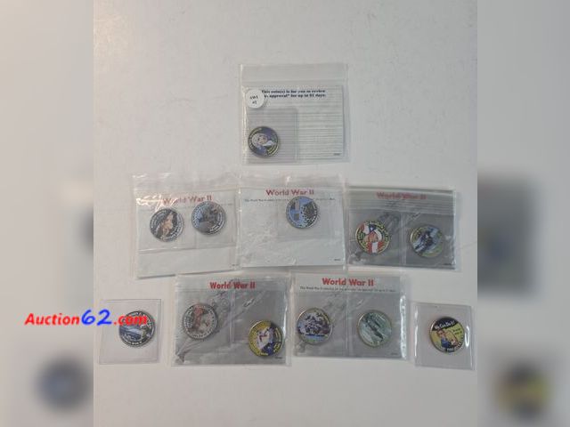 Lot 44-8352g - **VERY COOL** LOT OF 15 COLORIZED COMMEMORATIVE HALF DOLLARS COMMEMORATING WWII AND THE WAR OF 1812!! HUGE RANGE OF HISTORIC EVENTS AND PEOP...