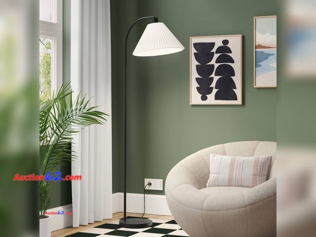 Lot 44-180b - Retail of $75-Downbridge Pleated Floor Lamp Black - Room Essentials™: Modern Empire Shade, ETL Listed, 58" Height Appears New, A basic inspe...