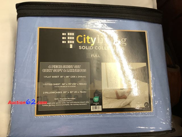 Lot 44-6079a - City living 4 pc FULL size sheet set fitted flat 2 pillow cases. Light weight super soft. Appears New, A basic inspection has been given to ...
