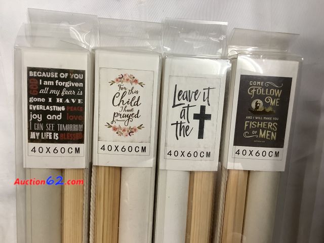 Lot 44-6054w - Set of 4 scrolls they are 40x60cm they all have a different prayer on them. New. See All Photo's Not Tested Never opened, Factory Sealed