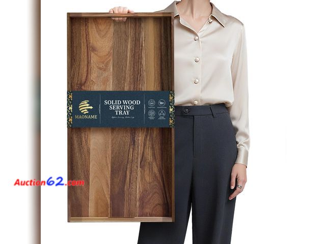 Lot 44-2539e - $98.75 Retail price - MAONAME Extra Large Ottoman Tray, 32 x 18 inches Acacia Wood Serving Tray Appears New, A basic inspection has been giv...
