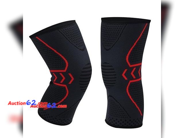 Lot 44-9060p - Knee Sleeve Pair, Non-Slip Knit Protective For Both Men and Women(Black Red- X-Large) Appears New, A basic inspection has been given to this...