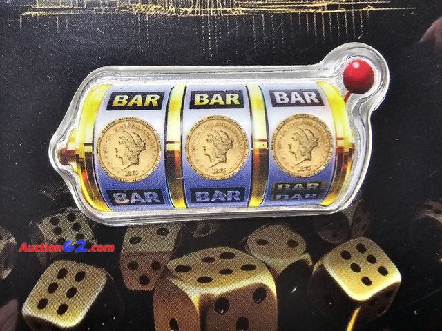 Lot 44-8321i - 5 GRAMS .999 FINE PURE SILVER COLORIZED SLOT MACHINE BAR! - NT