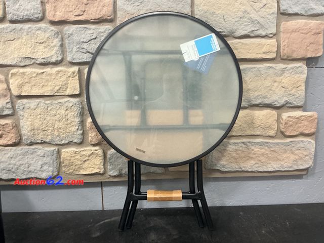Lot 44-1369m - Folding Round Patio Accent Table - Clear - Room Essentials™ E-Commerce Return, A basic inspection has been given to this item. Sold AS-IS. N...