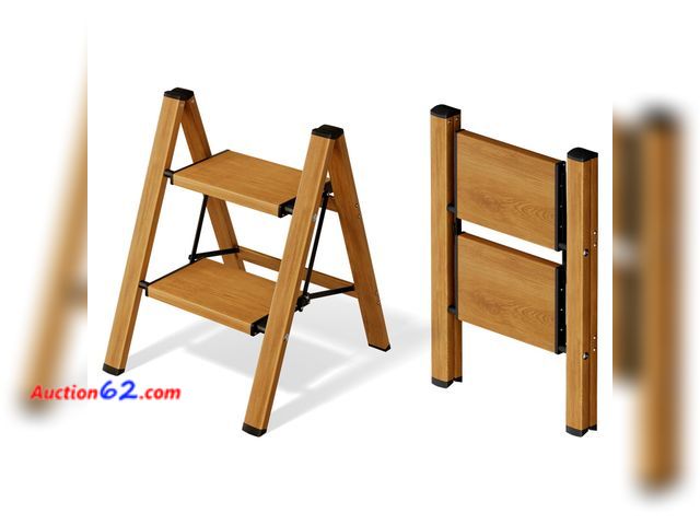 Lot 44-112 - Mayi Plus 2 Step Ladder,Aluminum Folding Step Stool for Adults,Step Ladder with Wide Anti-Slip Pedal,330 lbs Capacity for Home,Office,Kitche...