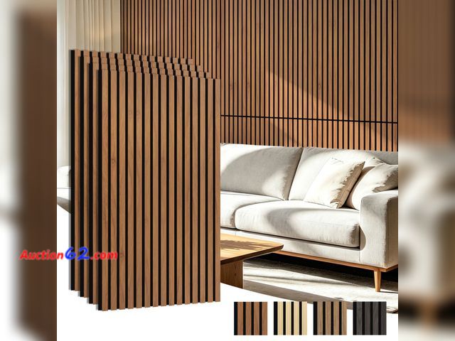 Lot 44-368M - (3 Panels Have 1 Broken Wood Piece) Art3d 47 x 23.6 Inch Acoustic Wood Slat Design Wall Panel, 4-Pack, Chestnut See All Photo's E-Commerce R...