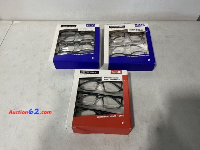 Lot 44-585j - Foster Grant Reading Glasses 3-Packs Used See All Photo's