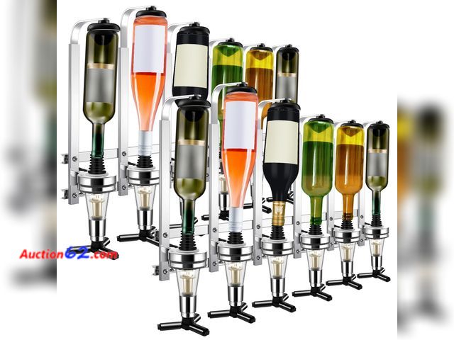 Lot 44-1990j - Sliner 2 Pcs Wall Mounted 6 Bottle Liquor Dispenser Liquor Wine Dispenser Bar Butler Machine for Home Cocktail Drink Alcohol Whiskey Bar Par...