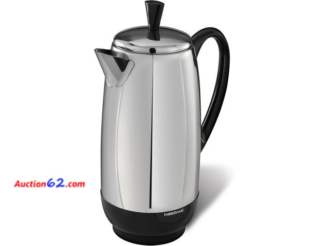 Lot 44-5706g - Farberware 12 Cup Electric Coffee Percolator, Coffee Maker with Stainless Steel Basket, Automatic Keep Warm, No-Drip Spout E-Commerce Return...