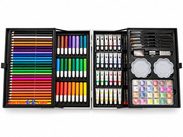 Lot 44-6152m - 145 pc Art set in Case, Marker’s, Color Pencils,  Oil Based, Paint, and Many More Awesome Items Included. Appears New, A basic inspection ha...