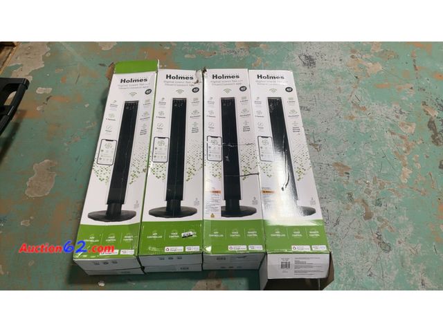 Lot 44-1583j - Four Holmes Digital Tower Fans possibly missing bases E-Commerce Return, A basic inspection has been given to this item. Sold AS-IS. See All...