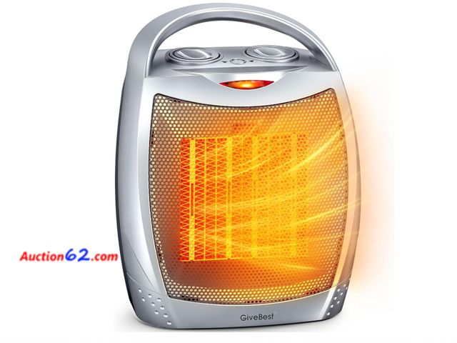 Lot 44-1929e - GiveBest Portable Electric Space Heater with Thermostat, 1500W/750W Safe and Quiet Ceramic Heater Fan, Heat Up 200 Square Feet for Office Ro...