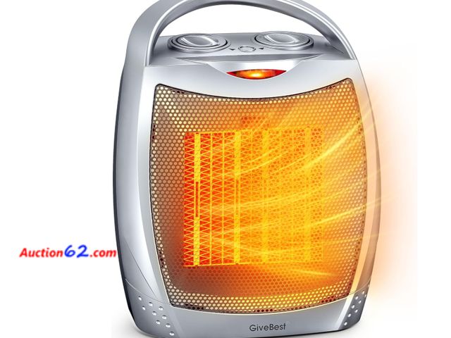 Lot 44-1834i - GiveBest Portable Electric Space Heater with Thermostat, 1500W/750W Safe and Quiet Ceramic Heater Fan, Heat Up 200 Square Feet for Office Ro...