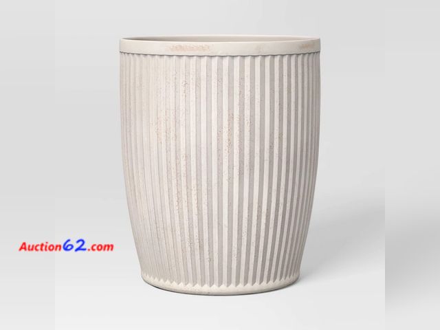 Lot 44-892f - Weathered Ribbed Composite Indoor Outdoor Planter Pot 12"x12"x14.3" Off-White - Threshold™ Designed with Studio McGee Not Tested Appears New...