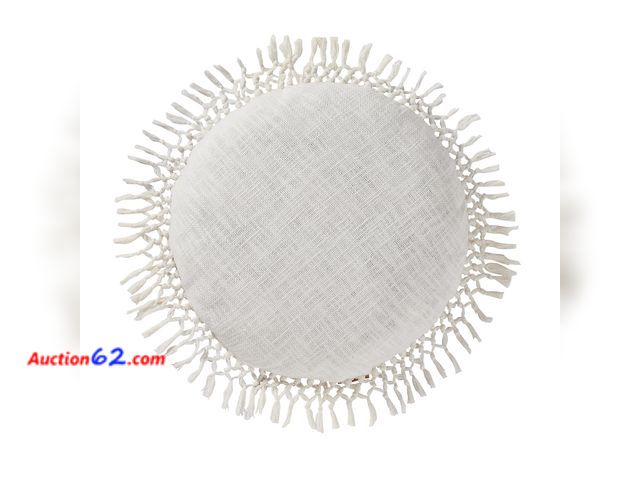 Lot 44-1132i - Indigo Ink - Decorative Throw Pillows for Couch or Bed, Boho Home Décor Round Cotton 20" x 20" Pillow with Tassels (Tufted Medallion Collect...