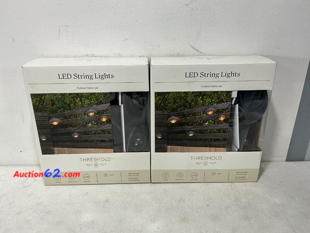 Lot 44-690m - Threshold LED String Lights Outdoor/Indoor Use 2-Pack Not Tested See All Photo's E-Commerce Return, A basic inspection has been given to thi...