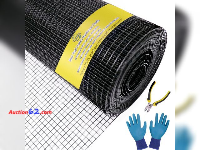 Lot 44-135 - $81.99 Retail price - TUOKS Black Hardware Cloth 1/2inch 36'' x 100ft 19 Gauge PVC Coated Wire Mesh Roll Welded Wire Fence Roll Poultry Nett...