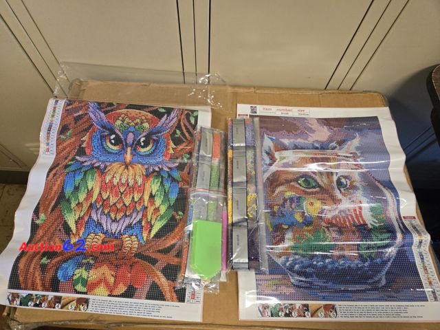 Lot 44-6543r - Yefun Diamond Painting Kits, DIY 2 Packs of Diamond Art Kits for Adults, 5D Round Gem Paint by Numbers, Cat &amp; Owl Round Diamonds Full Dr...