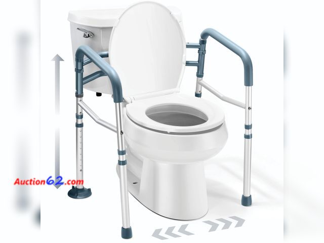 Lot 44-663m - Toilet Safety Rails for Seniors Adjustable Detachable Fits Most Toilets Not Tested See All Photo's Appears New, A basic inspection has been ...