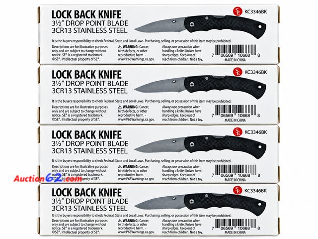 Lot 44-6161m - Lot of 4 plastic handle lock blade knives Appears New, A basic inspection has been given to this item. Sold AS-IS. See All Photo's Not Teste...