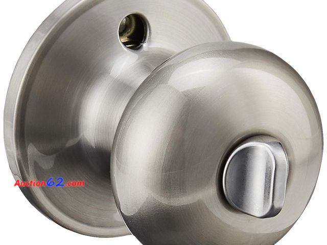 Lot 44-1622p - J-Series by Schlage Stratus Door Knob with Standard Trim, Bed &amp; Bath Privacy Lock, Satin Nickel, J40 STR 619 Appears New, A basic inspec...