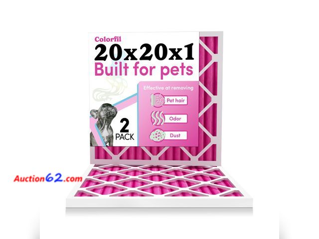 Lot 44-151 - Colorfil 20x20x1 Air Filter (2-Pack) | Made in the USA | Color Changing | Remove Cat and Dog Odor | MERV 8 for Pet Hair Dander and Dust | 19...
