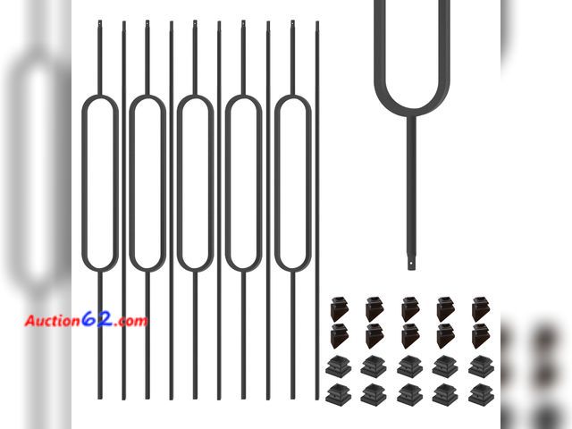 Lot 44-1634w - $99.99 Retail price - 10 Pack Staircases Iron Balusters -1/2'' Square Hollow Metal Spindles with Single Knuckle and Double Knuckle Design, I...