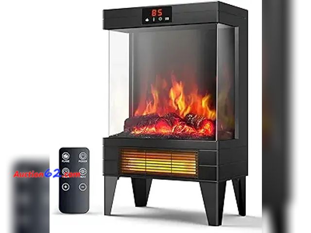 Lot 44-5502i - Electric Fireplace Stove Heater - Freestanding Fireplace Heater for Indoor Use with Realistic 3D Flame, Adjustable Thermostat (missing remot...