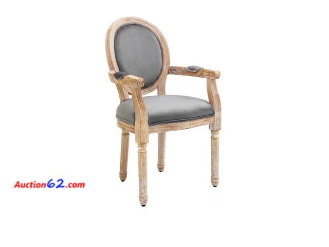 Lot 44-17b - $127 Retail value- Grey Polyester Vintage Round Back Dining Chair 1. Appears New, A basic inspection has been given to this item. Sold AS-IS...