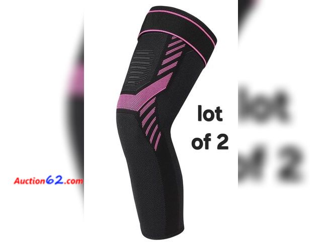 Lot 44-6510p - 2 Pack Long Compression Leg Sleeves Knee Compression Sleeves with Adjustable Straps Knee Brace for Men and Women for Sports Running Basketba...