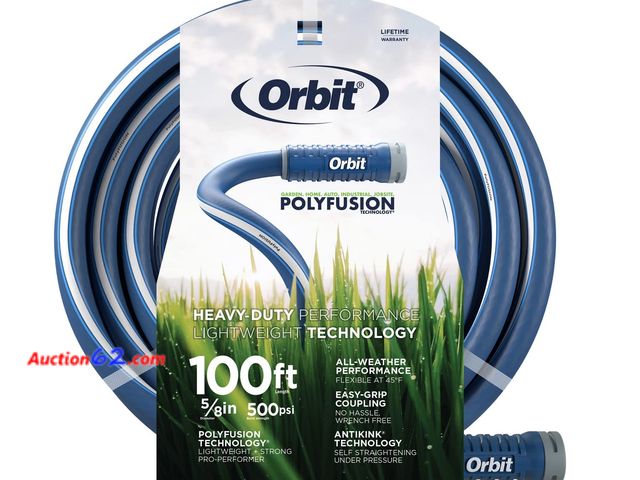 Lot 44-625f - Orbit 22010 Polyfusion Garden Hose - Heavy-Duty Water Hose (100-Foot x 5/8-Inch) See All Photo's Not Tested Appears New, A basic inspection ...