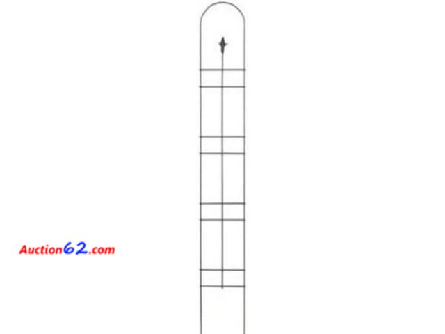 Lot 44-7178j - Panacea 60"H×8"W black narrow Trellis with finial  E-Commerce Return, A basic inspection has been given to this item. Sold AS-IS.