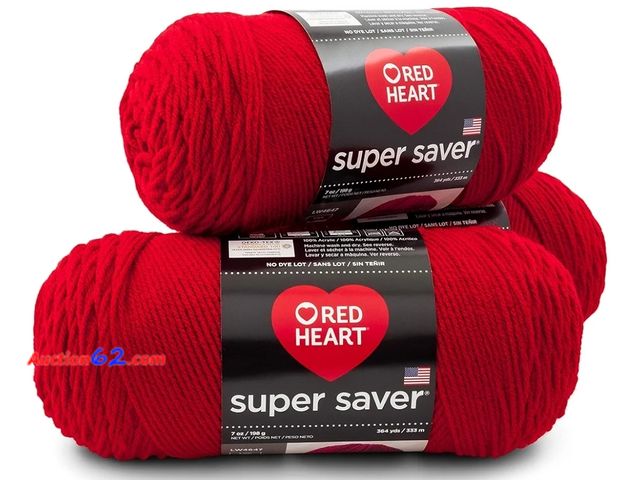 Lot 44-6676p - RED HEART Super Saver 3-Pack yarn, CHERRY RED 3 Pack Appears New, A basic inspection has been given to this item. Sold AS-IS.