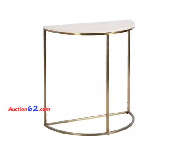 Lot 44-1543t - $350 Retail price - Uniek's Dorrah Console Table - White Marble/Brass Appears New, A basic inspection has been given to this item. Sold AS-I...