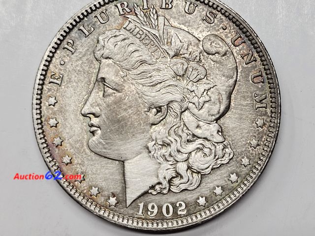Lot 44-8334o - 1902 LIBERTY HEAD 90% SILVER MORGAN DOLLAR. MINTED IN PHILADELPHIA.-NT