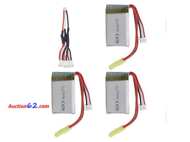 Lot 44-9095i - Fytoo 3PCS 7.4V 850mah Li Battery &amp; 1pallet 3 Conversion Cable for 9300 9301E 9302E 9303E 9034E 9305E 9310 9201E 2.4G 1:18 Full-Scale Fo...