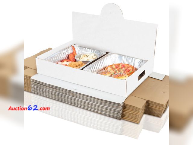 Lot 44-1123o - $116.99 Retail price - Fullhawl 35 Pack Pop-up Catering Box 22 x 13.5 x 3.5 Inch Kraft Corrugated Full Pan Catering Box Secure Stackable Foo...