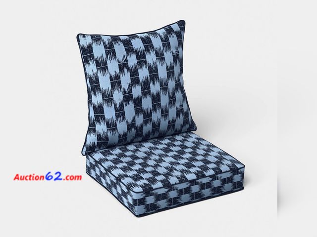 Lot 44-201 - $80 Retail price - Ikat Woven Deep Seat Cushion Set Light Blue/Navy - Threshold™ See All Photo's Appears New, A basic inspection has been gi...