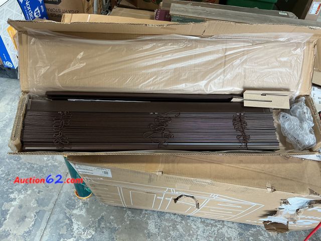 Lot 44-1155g - Retail value $67- Espresso Cordless Premium Faux Wood Blinds with 2.5 in. Slats - 35 in. W x 72 in. L (Actual Size 34.5 in. W x 72 in. L) E-...