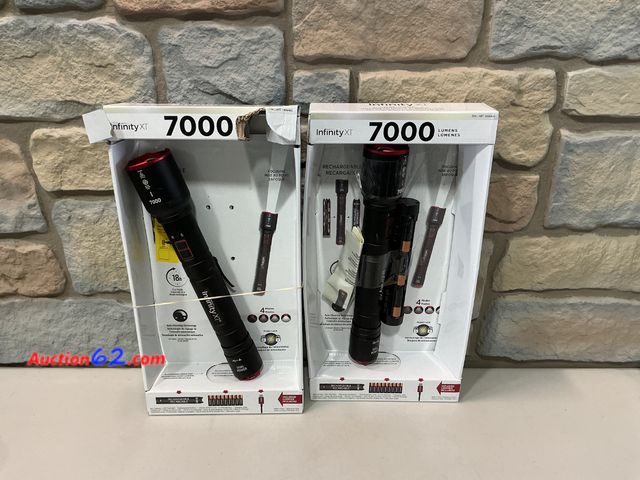 Lot 44-1544b - Lot of (2) Infinity X1 7000L Dual Power Rechargeable Flashlight,7000 Lumen CREE LED with Adjustable Focus and Heat Lock See All Photo's E-Co...