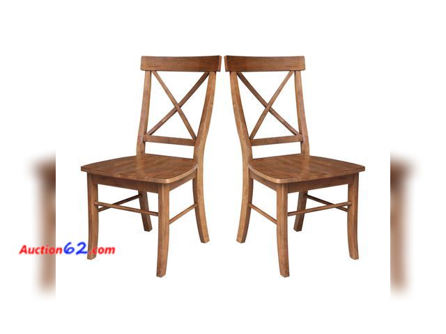 Lot 44-1559t - $224.99 Retail price - IC International Concepts Set of Two X-Back Dining Chairs, Distressed Oak Appears New, A basic inspection has been gi...