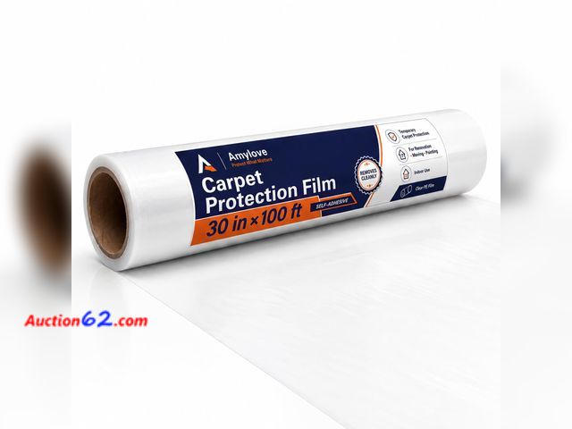 Lot 44-160m - Amylove 30 Inch X 100 ft Carpet Plastic Protection Film, Transparent See All Photo's Appears New, A basic inspection has been given to this ...