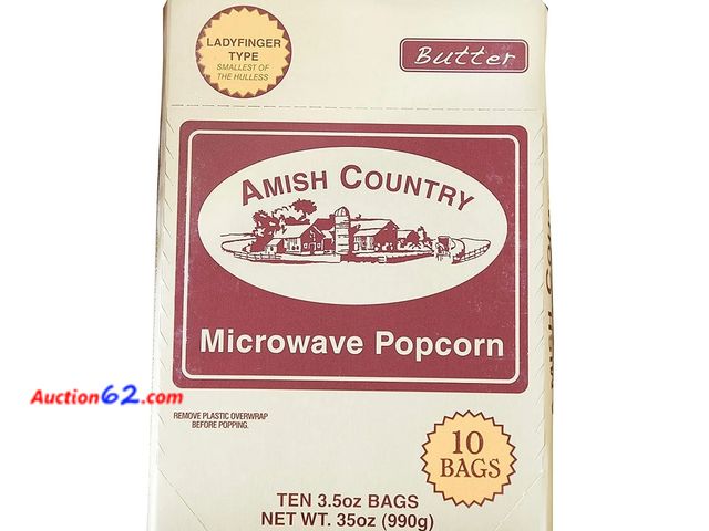 Lot 44-6707g - Amish Country Popcorn Microwave Popcorn, Ladyfinger 10 / 3.5Oz Bags Appears New