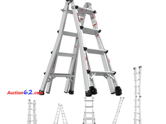 Lot 44-67z - Retail Value of $324.99- Extension Ladder with Wheels,22 FT Aluminum Multi Position Ladder,Portabili...